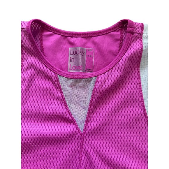 LUCKY IN LOVE Pink Mesh Panel Tank Top Sz S NEW - Picture 2 of 5